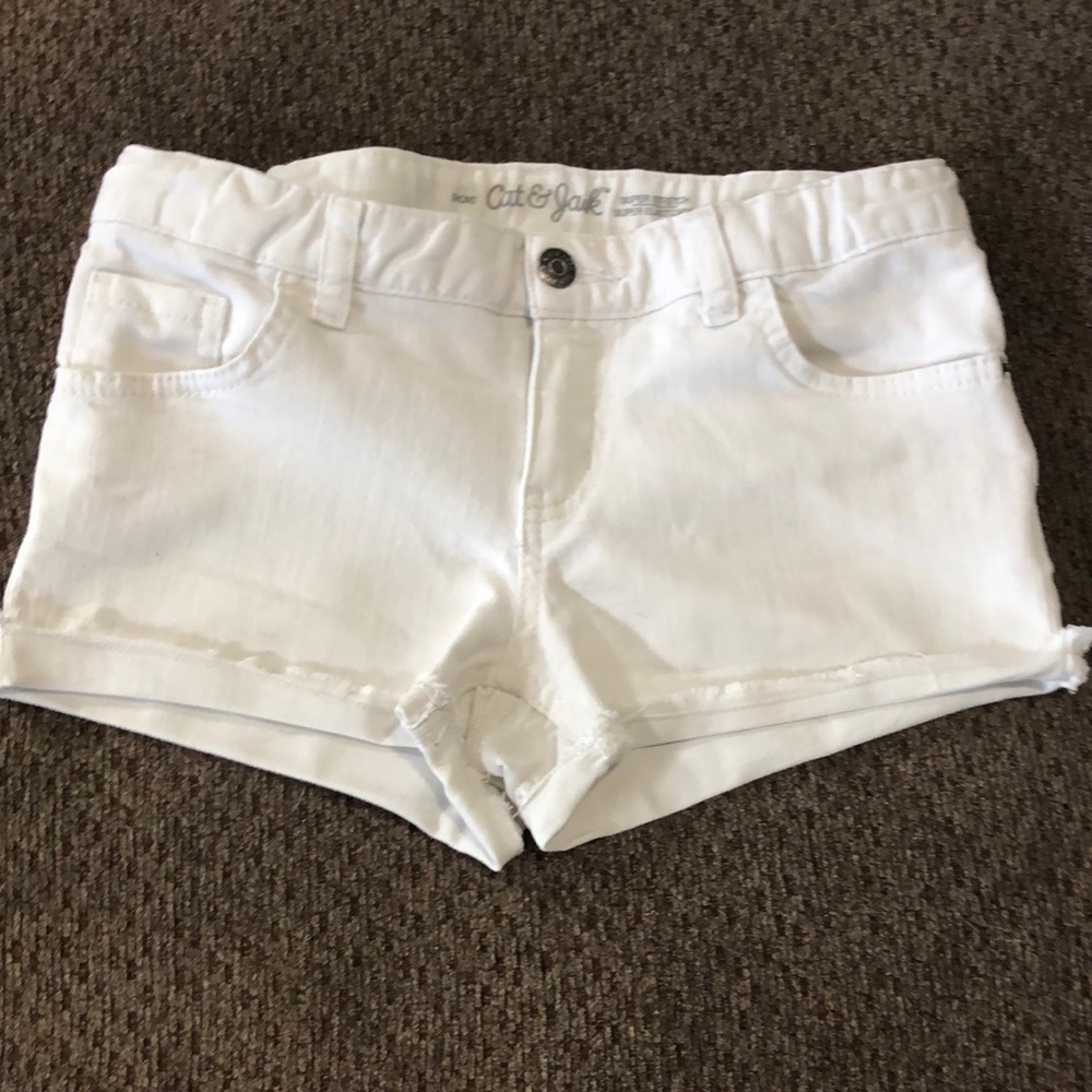 Cat & Jack white denim cutoff shorts Girls Large (10/12)